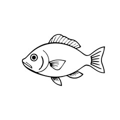 Food & Kitchen &ndash; Thick Outline BW &ndash; fish simple rounded