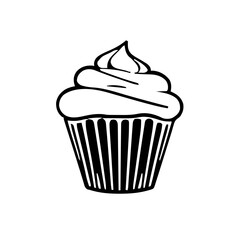 Food & Kitchen &ndash; Thick Outline BW &ndash; cupcake outline