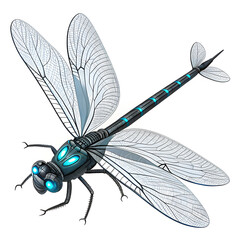 Futuristic Cybernetic Dragonfly with Glowing Blue Details
