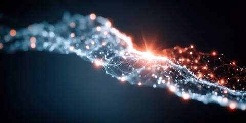 Fototapeta premium Cosmic tissue strands forming organ shapes across a galaxy, evolution dictated by physics, satellite guiding toward a solution