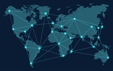 world map internet connection global international network system vector template design illustration