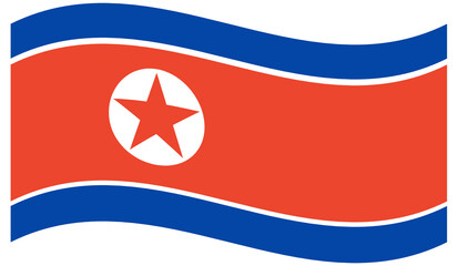 Waving flag of North Korea isolated on transparent.