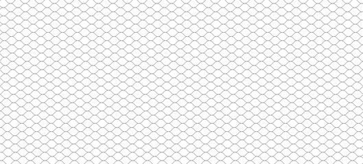 Wire mesh fence isolated on white background. Mesh texture for fishing nets. Seamless black pattern for sportswear or soccer goal, volleyball net, basketball hoop, hockey, athletics.