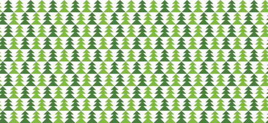 Seamless Pattern of Green Christmas Trees