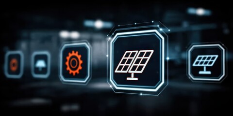 Obraz premium Future ready solar stations regulate distribution based on integrated monitoring guiding every operation to honor a crafted blueprint allowing greater efficiency and timely inspection