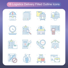 Logistics Delivery Filled Outline Style Icons Set 3