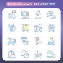 Logistics Delivery Line Style Icons Set 1 