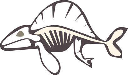 Skeleton of dimetrodon, an extinct genus of synapsid, swimming underwater