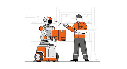 Automated logistics solutions showcasing human-robot collaboration in warehouse settings for