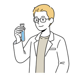 白衣を着た研究員のイラスト　男性