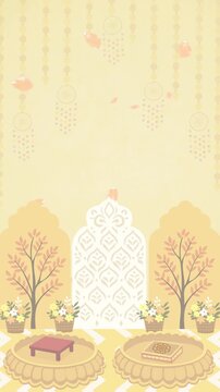 Wedding Invitation Haldi White and Yellow Traditional Blank Background Video