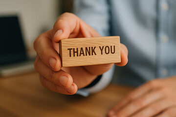 Businessman showing thank you gesture of appreciation. simple acknowledgment expressing sincere gratitude for support