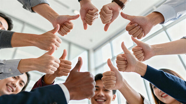 Happy businessman showing gesture of appreciation. team showing gratitude for teamwork success and positive collaboration