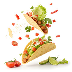 Flying Hard Shell Tacos and Fresh Ingredients Explosion