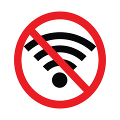No wifi sign, indicating a restriction or prohibition of wireless internet access