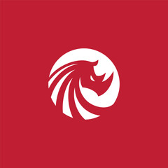 Obraz premium Rhino Head Circle Logo Design Vector Illustration