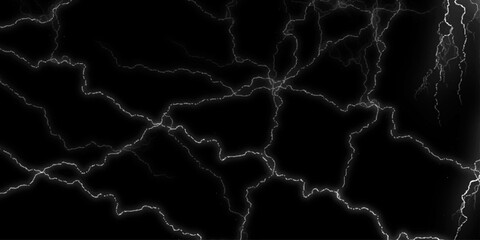 Dramatic Electric Lightning Strikes Abstract Pattern on Black Background.Lightning Effect Overlay, Isolated Electric Thunderstorm Bolt Strikes on Dark Night Sky Background.

