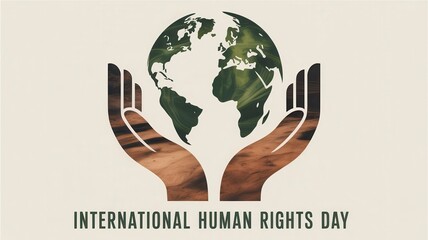 International human rights day with hands holding the earth illustration