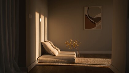 Soft natural tones creating peaceful bedroom atmosphere high resolution photo