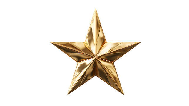 Golden star isolated on transparent background, a symbol of achievement and excellence