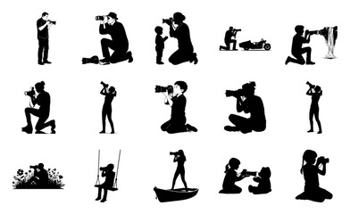 Silhouette Photographer Vector on White Background