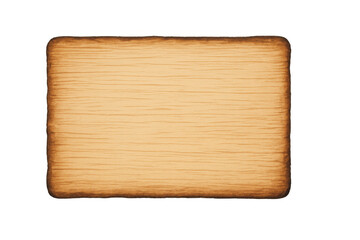 Vintage burned parchment texture rectangle with ragged edges, aged paper sheet isolated on transparent background