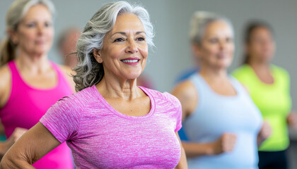 Senior Women in Group Fitness Class — Community Wellness and Senior Exercise Photography