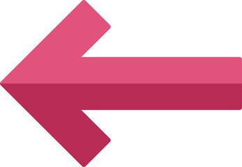 Simple pink arrow pointing to the left, ideal for indicating previous steps, return options, or backward navigation