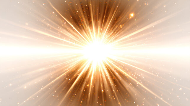 Sunlight effect with radial glow and shimmer aura on flare lens magic sparkle energy hot sun ray abstract power burst gold aura vector design motion
