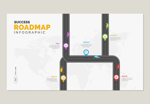 Business Success Roadmap Infographic Template for Goals and Milestones