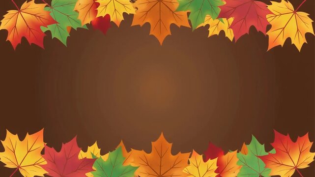 Colorful autumn maple leaves form a decorative fall foliage border and frame for a Thanksgiving background design