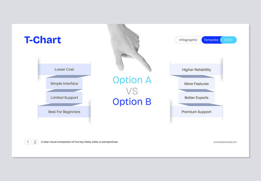 T-Chart Comparison Modern Infographic Template for Options Analysis