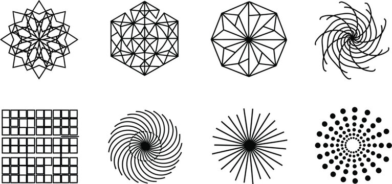 Vector art of geometric shapes icons set