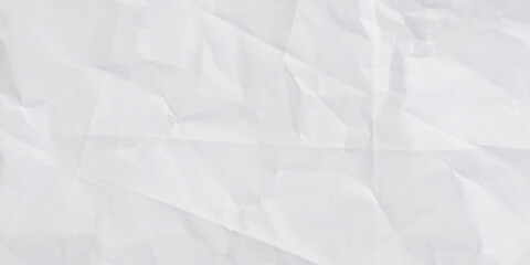 White clean crumpled paper background. Horizontal crumpled empty paper template for posters and banners. Vector illustration. 