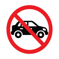 No car sign, indicating prohibition of automobiles in a specific area or context
