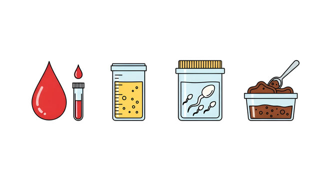 Illustration of laboratory sample collection for health analysis on a white background