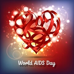 world aids day Fantasy Vector of Multiple Glowing Red Ribbons Swirling Upward with Sparks