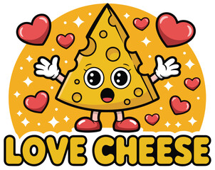 Love Cheese – Cute Cartoon Cheese Character with Hearts