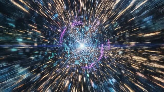 Abstract futuristic tunnel background animation video loop for vj loops and motion graphics use