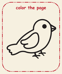 Kids Coloring Page  Simple Line Art, Cute Animals, Objects, Preschool Coloring Worksheet for Children