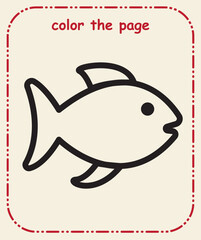 Kids Coloring Page  Simple Line Art, Cute Animals, Objects, Preschool Coloring Worksheet for Children