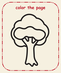 Kids Coloring Page  Simple Line Art, Cute Animals, Objects, Preschool Coloring Worksheet for Children