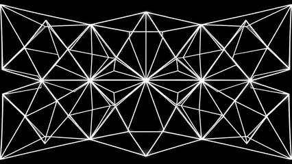 equilateral. Symmetrical wireframe structure of equilateral triangles, geometric precision, 3D rendering. product launch decks, UI/UX mockups, designed for product launches and innovation pitches.