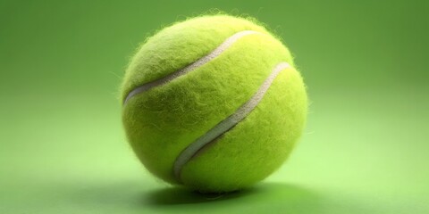 Get ready for the match with this vibrant tennis ball against a clean green background, perfect for sports promotions and active lifestyle campaigns