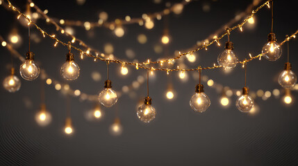 Golden festoon lights in glowing style for winter celebration.