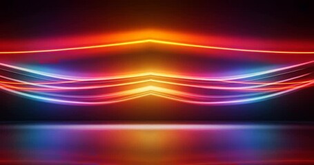 Vibrant abstract light waves creating a dynamic background with colorful gradients and reflections - Powered by Adobe