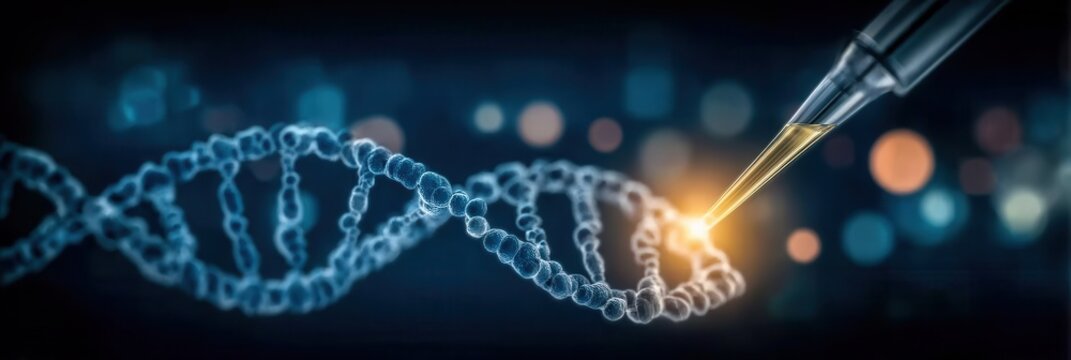 In a high tech lab, dna helices and isotopes collide in nuclear experiments shaping a planet's brain under a colorful galaxy
