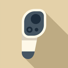 Electronic wireless thermometer is measuring temperature on patient's forehead