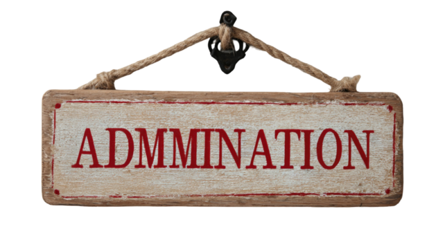 Admonition warning sign hanging from rope with clear caution message displayed securely simple clean surface on white background