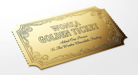 Fototapeta premium Luxurious Golden Ticket for Dream Chocolate Factory Admission